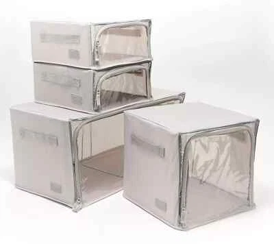 Periea Set of 4 Assorted Collapsible Storage Boxes Gray