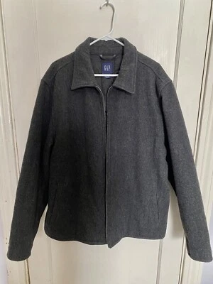 Gap Men Gray Wool Blend Full Zip Up Coat Size Large Jacket Quilted Lined men’s L - Image 1 of 4