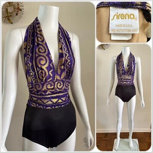 1990s Sirena Halter One Pc Swimsuit Aztec Celestial Resort Surf Cabana 80s VTG - Picture 1 of 24