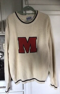 Vintage University Of Maryland , Varsity Letterman Sweater, Size L, Whalerknits - Picture 1 of 4