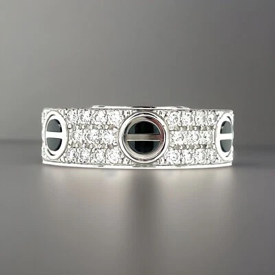 Cartier Love Diamond-paved Ceramic White Gold Ceramic Diamonds Ring, Size 55 - Image 1 of 4