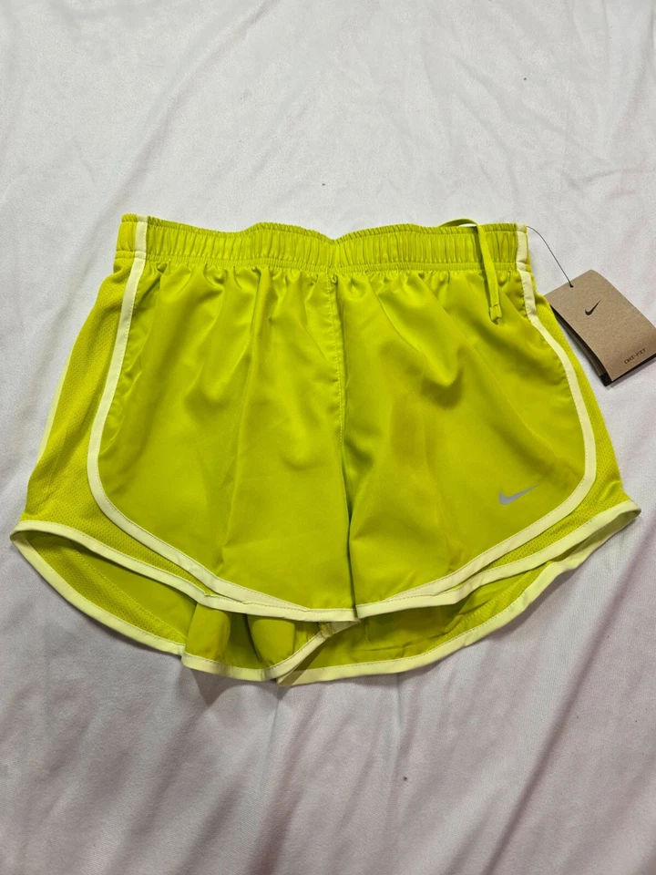 Nike Tempo Women's Brief-Lined Running Shorts Oil Green Yellow CU8890-372 Size L