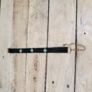 Singe ART schwarze Stoffkette mit Teach Gold Quadrate - Bild 1 von 5