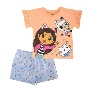 Gabby's Dollhouse Girls Toddler Outfit 2T 3T 4T Pandy Paw T Shirt Short Set NWT - Picture 1 of 4