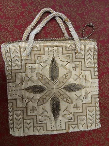 Beautiful 1950s CZECHOSLOVAKIA Ladys Beaded Evening Purse. 5 3/4" Square. - Picture 1 of 2
