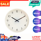 White Plastic Wall Mounted Clock Round Quartz Wall Clock Battery Operated