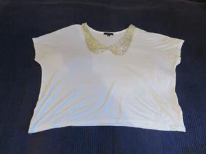 Cream Therapy top with gold sequinned detail at neck - Picture 1 of 2