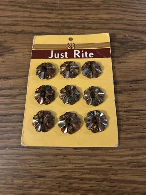 Vintage NOS Just Rite 20 mm Buttons - 9 Buttons On Card - Multi Color Floral - Image 1 of 4