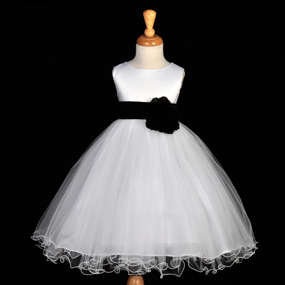 FLUFFY TULLE PRINCESS FLOWER GIRL DRESS CHILDREN BIRTHDAY PARTY WEDDING GOWN NEW - Image 1 of 1