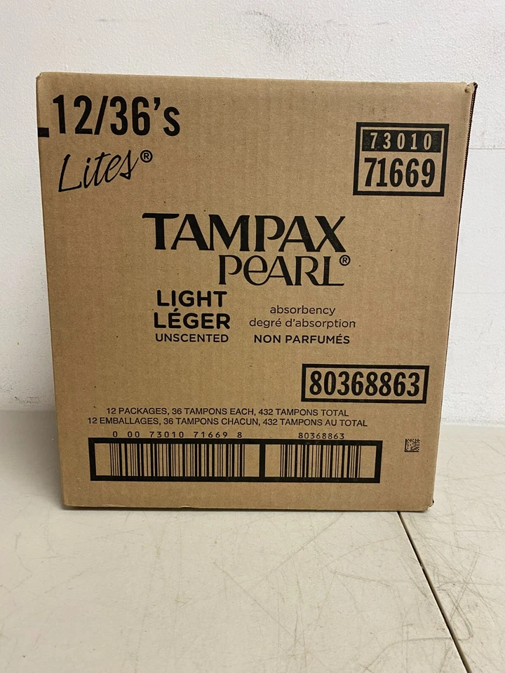 Tampax Pearl Lite's Light Flow Unscented Tampons 12 Packs of 36 (432 Count) - Image 1 of 4
