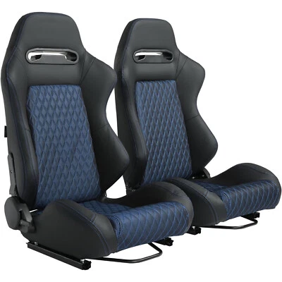 Par de asientos de carreras con canastilla universal para autos con deslizadores de doble bloqueo Foto 1 de 4