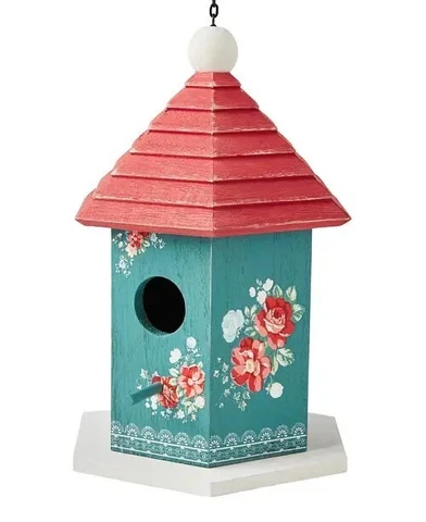 Pioneer Woman ~ Vintage Floral ~ Wooden Bird House ~5.75" x 6.75" x 9.5" Cover