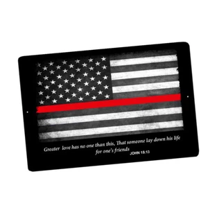 Thin Red Line Flag Fireman John 15:13 Greater Love Design 8x12 In Aluminum Sign - Picture 1 of 5