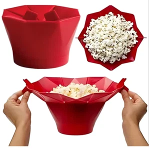 Foldable Silicone Popcorn Bowl – Microwaveable, DIY Popcorn Maker, Kitchen Tool - Picture 1 of 6
