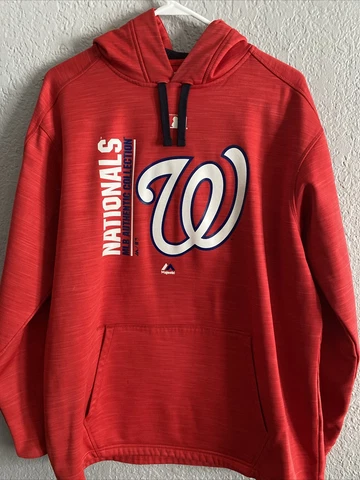 Majestic Therma Base Washington Nationals Large MLB Fleece Pullover Hoodie Cover