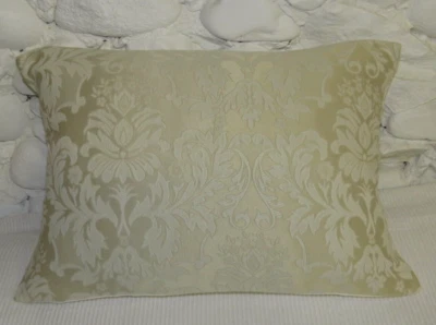 Cushion Cover, Champagne, Cream, Damask, 20" x 14", Silky Cotton, Woven Pattern. - Image 1 of 4