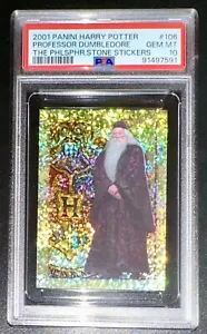 PSA 10 PROFESSOR DUMBLEDOR #106 HARRY POTTER THE PHILOSOPHER'S STONE STICKERS - Imagen 1 de 7