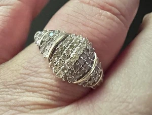 10K Yellow Gold Cluster 1.00CTW Round Candlelight Diamonds Ring Sz 11 Wt 3 Grams - Picture 1 of 12