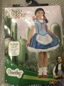 Zauberer von Oz Dorothy Pailletten Verkleidung X-Large Mädchen 14-16 Halloween Kostüm Set - Bild 1 von 3