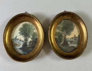 2er Set Kunst Dekor Bilder Goldrahmen Made In Italy Unbegrenzte Importe Oval 5" - Bild 1 von 14