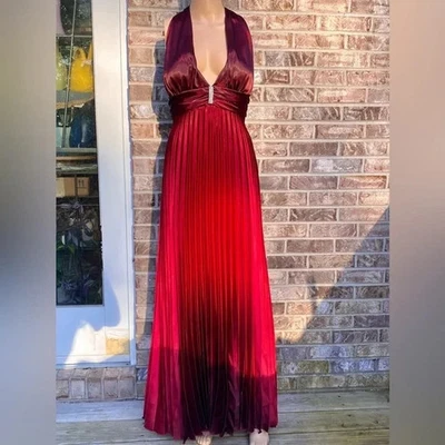 Women's Vintage 1996 Red/Burgundy & Black Ombré Goth Prom Dress Size 14 - Image 1 of 4