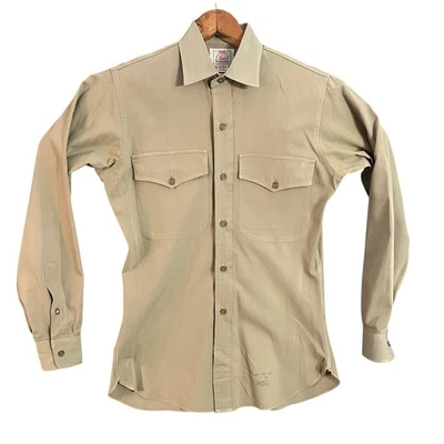 Camisa de trabajo utilitaria caqui vintage Elbeco USMC para hombre mezcla de algodón talla mediana Foto 1 de 4