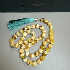 Handgefertigte Oreo Bernstein Tasbih Misbaha Islamische Gebetsperlen 11,3 mm 44,9 g - Bild 1 von 3