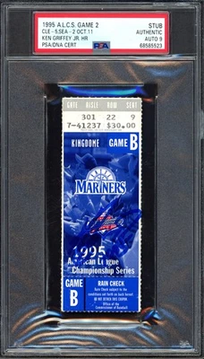 Ken Griffey Jr. Auto 1995 ACS Game 2 Ticket Stub Sig 9 1995 Hit Home Run PSA/DNA - Image 1 of 2