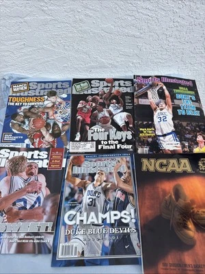 vintage LOT of 6 - NCAA DUKE BLUE DEVILS BASKETBALL 5 Sports Illustrated 1 Guide - Image 1 of 4