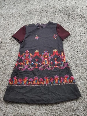 Isabel Garreton платье девочек 7 шерстяная смесь вышитый короткий рукав богемное цветочный - Изображение 1 из 4