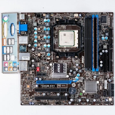 Placa madre MSI 760GM-E51 AM3 MicroATX DDR3 AMD Athlon IDE disquete SATA PCIe 2.0 Foto 1 de 4