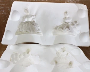 Keramik Stülpform 2 Stück zwei 2 Damen Figuren Kleid Alberta's 385 Gussguss - Bild 1 von 9