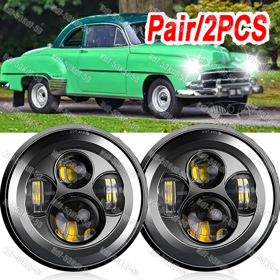 Faros LED redondos de haz alto/bajo Fit 1949-1952 Chevy Stileline Deluxe 2 piezas 7" pulgadas Foto 1 de 4