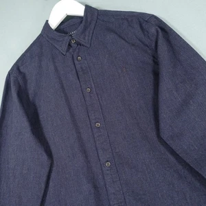 AllSaints Shirt Mens Medium Blue Millard Button Up Long Sleeve Top AS - Picture 1 of 18