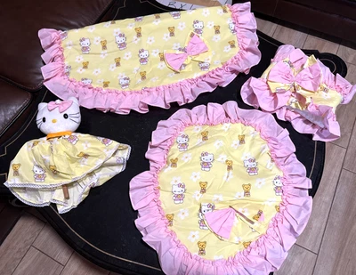 Funda para tanque y asiento con volantes con estampado estilo gatito con muñeca palo 4 piezas hecha a mano b88 Foto 1 de 4