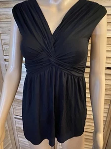 Soprano Size XS Black Pull Over Bodycon Top Stretchy Sleeveless Pleated - Picture 1 of 4