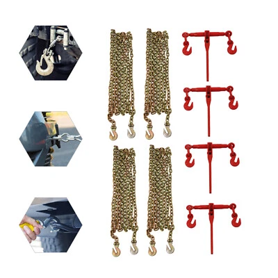 Paquete de 4 kit de cadena y carpeta de 5/16"-3/8" carpeta de carga de trinquete con 4 cadenas de 20 pies NUEVO Foto 1 de 4