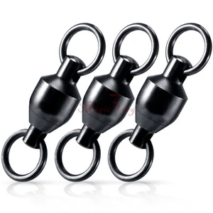 20-100pcs Ball Bearing Fishing Swivels Solid Ring Trolling Black Nickel #0-#8 - Picture 1 of 10