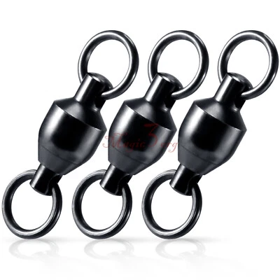 20-100pcs Ball Bearing Fishing Swivels Solid Ring Trolling Black Nickel #0-#8 - Image 1 of 4