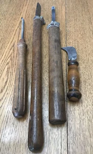 Lot Of Vintage Wood Handle Large Chisels, Hook, 1 Delta 46-803 Tools - Picture 1 of 9