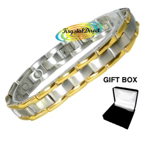 Magrelief BR5033 Stainless Steel Mens Bracelet with Gold and Silver Links - Picture 1 of 1