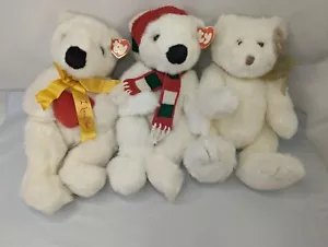 Ty Buddies White Bear Plush Lot Romeo Holiday Lacey 1997 2002 Stuffed Animal Toy - Picture 1 of 11