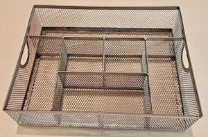 YBM Home Silver Colored 6-Compartment Mesh Vanity Cosmetic Silver EUC - Picture 1 of 5