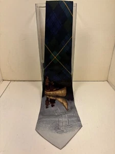 Polo Ralph Lauren Tie Blue Green Boat Fishermen Pattern Silk USA - Picture 1 of 5