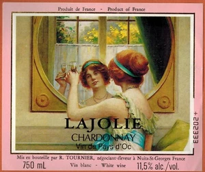 Etiquette de vin Chardonnay blanc-Lajolie-Eleveur Tournier- R.219 - Picture 1 of 1