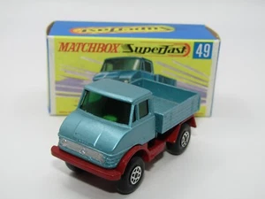 Matchbox Superfast No 49 Unimog Rare STEEL Blue SILVER Grille RED Axle VNMIB - Picture 1 of 9