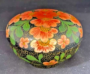 HERMOSA CAJA BARATIJA JOYERÍA MADERA LACADA JAPONESA DE COLECCIÓN 3,6" FLORES c1930 g - Imagen 1 de 5