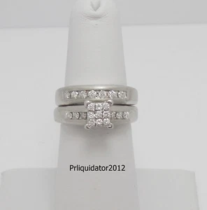 1/2CT Natural Diamond Engagement Wedding Ring Bridal Set 14K White Gold Band - Picture 1 of 13
