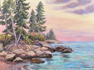 Seaside Landscape Original Acrylic Painting 12x16 Maine Nature Beach Wall Art - Picture 1 of 12