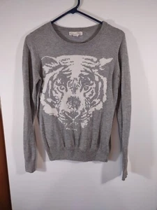 Forever 21 Women's Pullover Sweater, Sz S, Gray Long Sleeve w/White Lion, #4951 - Picture 1 of 5